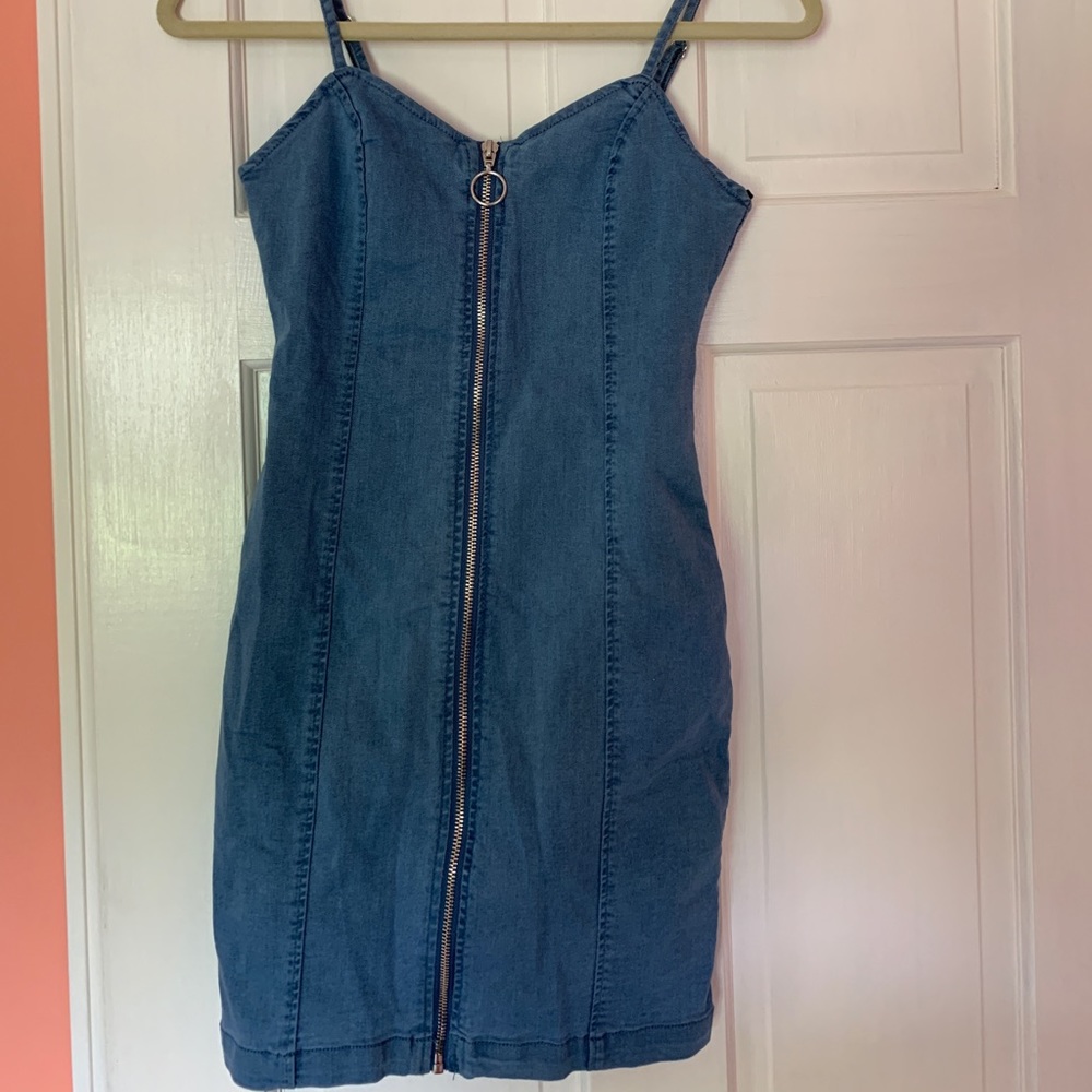 Denim zip-up dress